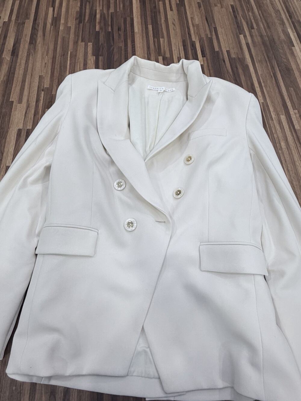 Veronica Beard White Double Breasted Blazer Jacket Size 16